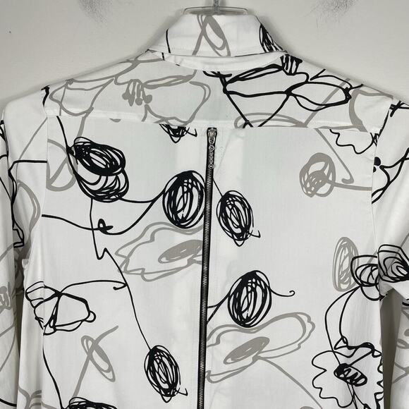 Comfy USA Shirt Dress Tunic Size XS White Black Abstract Print Artsy Back Zipper - Picture 10 of 13